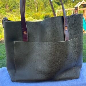 Small Avery in Olive with 5 inch Saddle handles